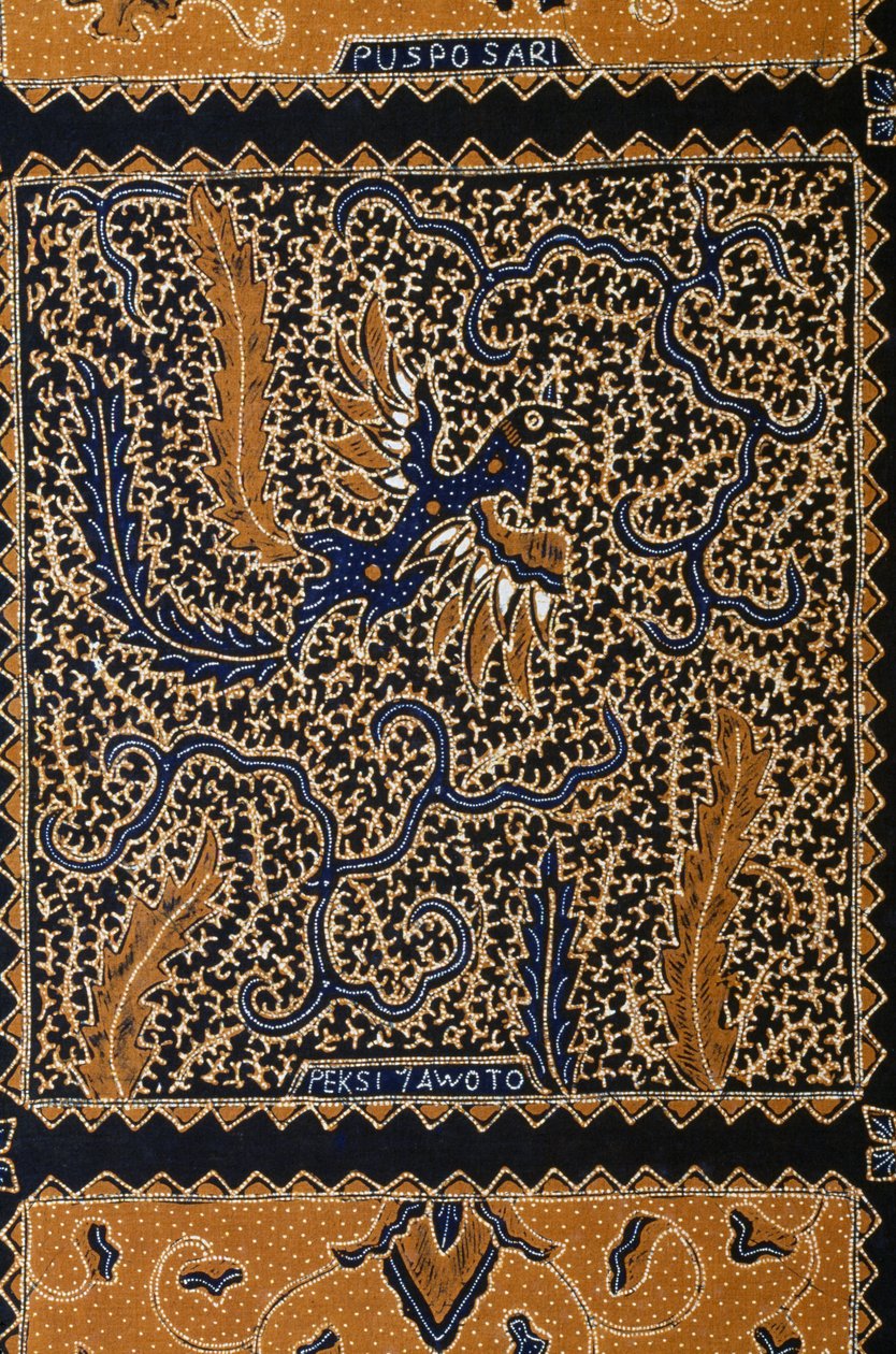 Traditioneel batikontwerp genaamd peksi yawoto, Surakarta, Java, Indonesië (detail) door Unbekannt Unbekannt