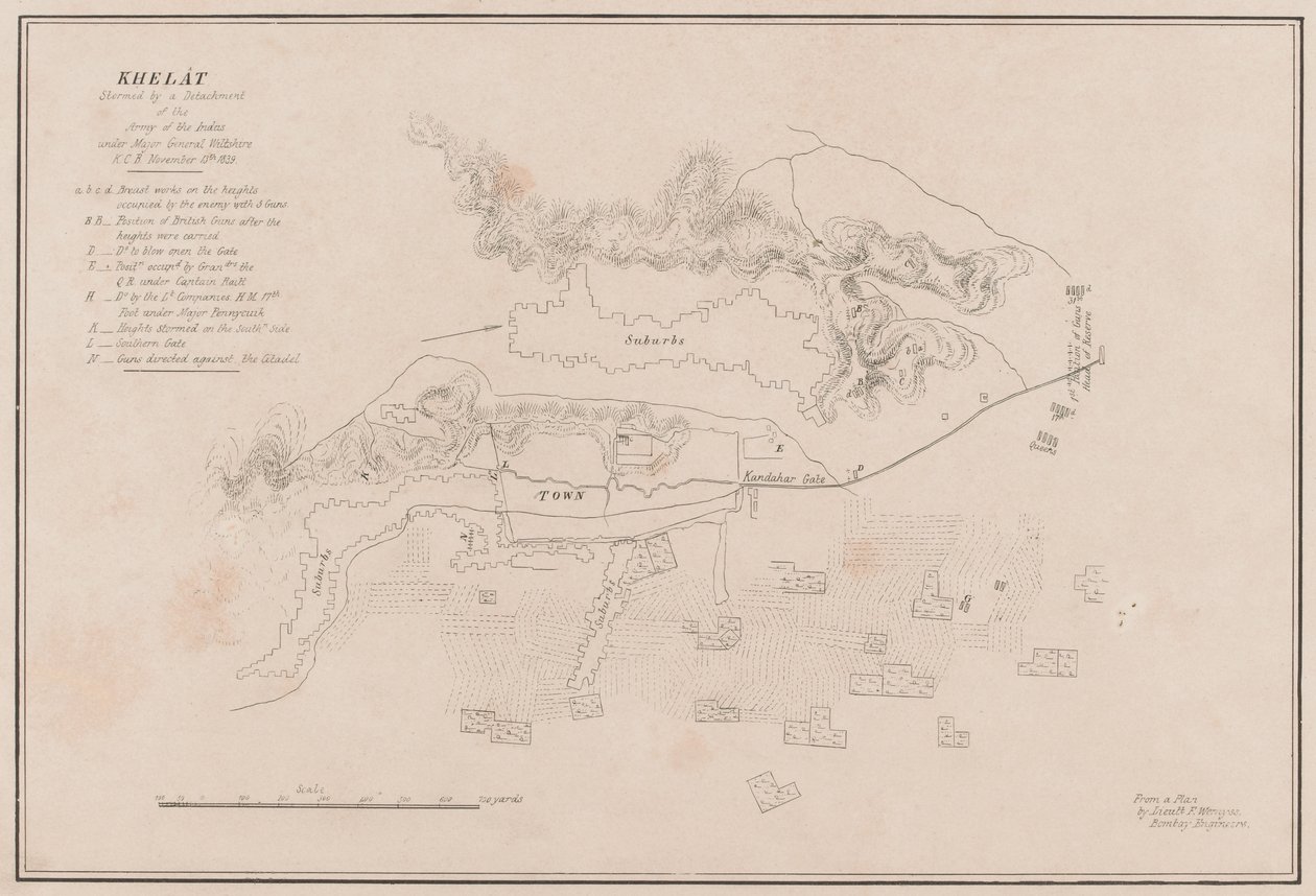 Schets van het Fort van Ghuznee. Veroverd op 23 juli 1839 door Lieutenant Thomas (after) Wingate