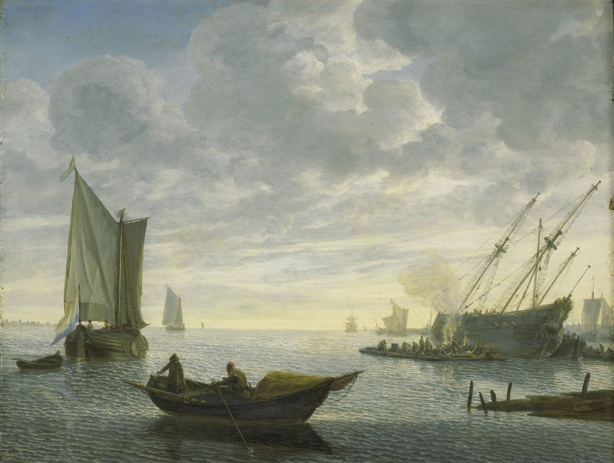 Het breeuwen van een schip door Lieve Pietersz. Verschuier