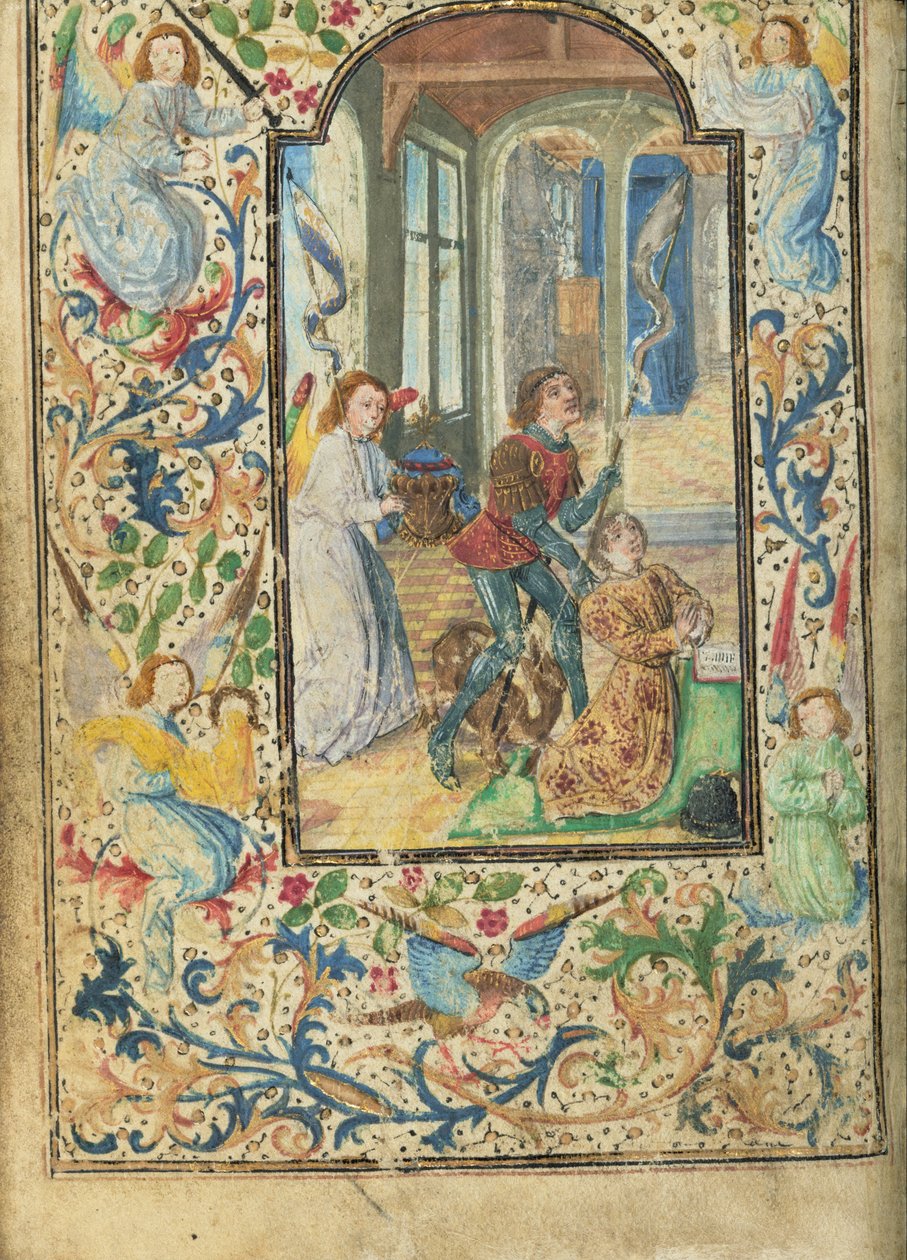 Karel de Stoute gepresenteerd door Sint Joris door Lieven van Lathem