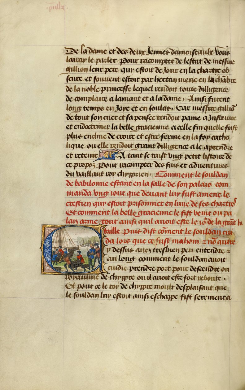 Initial C: Troepen laden proviand op een schip door Lieven van Lathem