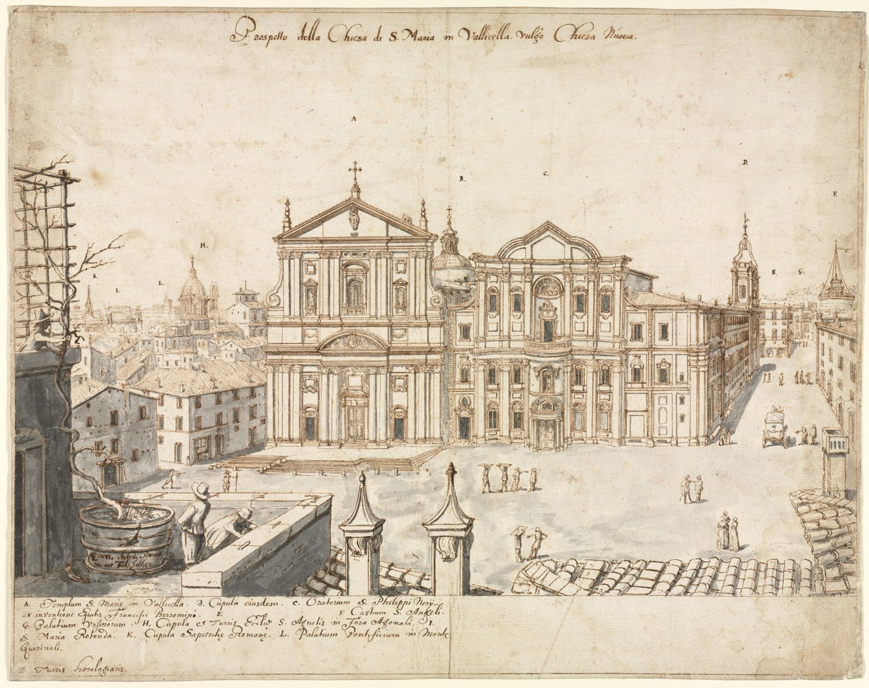 Achttien Zichten van Rome: De Kerk van Santa Maria in Vallicella, 1665 door Lievin Cruyl