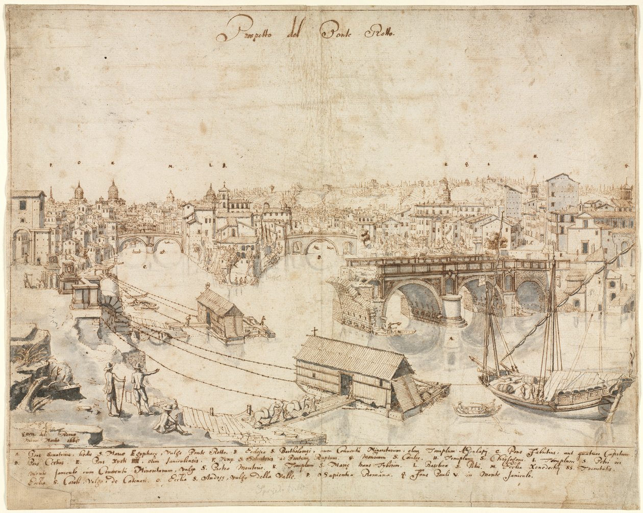 Achttien Zichten van Rome: De Ponte Rotto door Lievin Cruyl