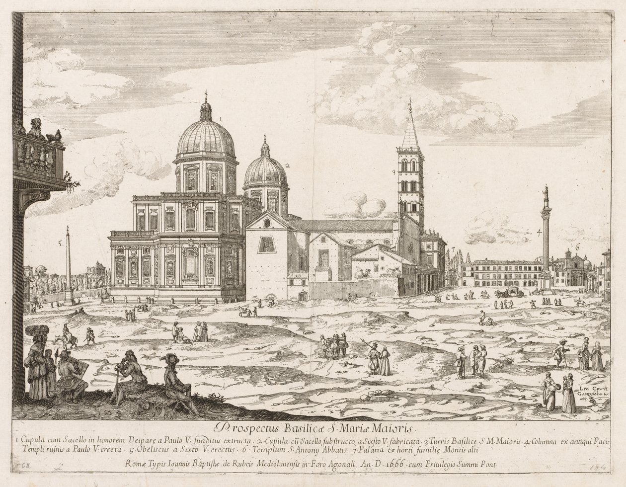 Santa Maria Maggiore uit "Prospectus Locurum Urbis Romae Insign[ium]" door Lievin Cruyl