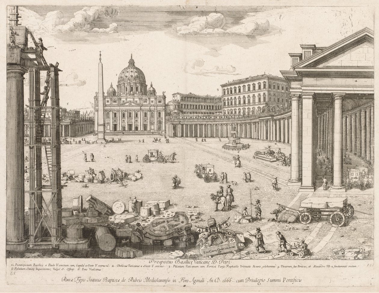 Sint-Pietersbasiliek uit "Prospectus Locurum Urbis Romae Insign[ium]" door Lievin Cruyl