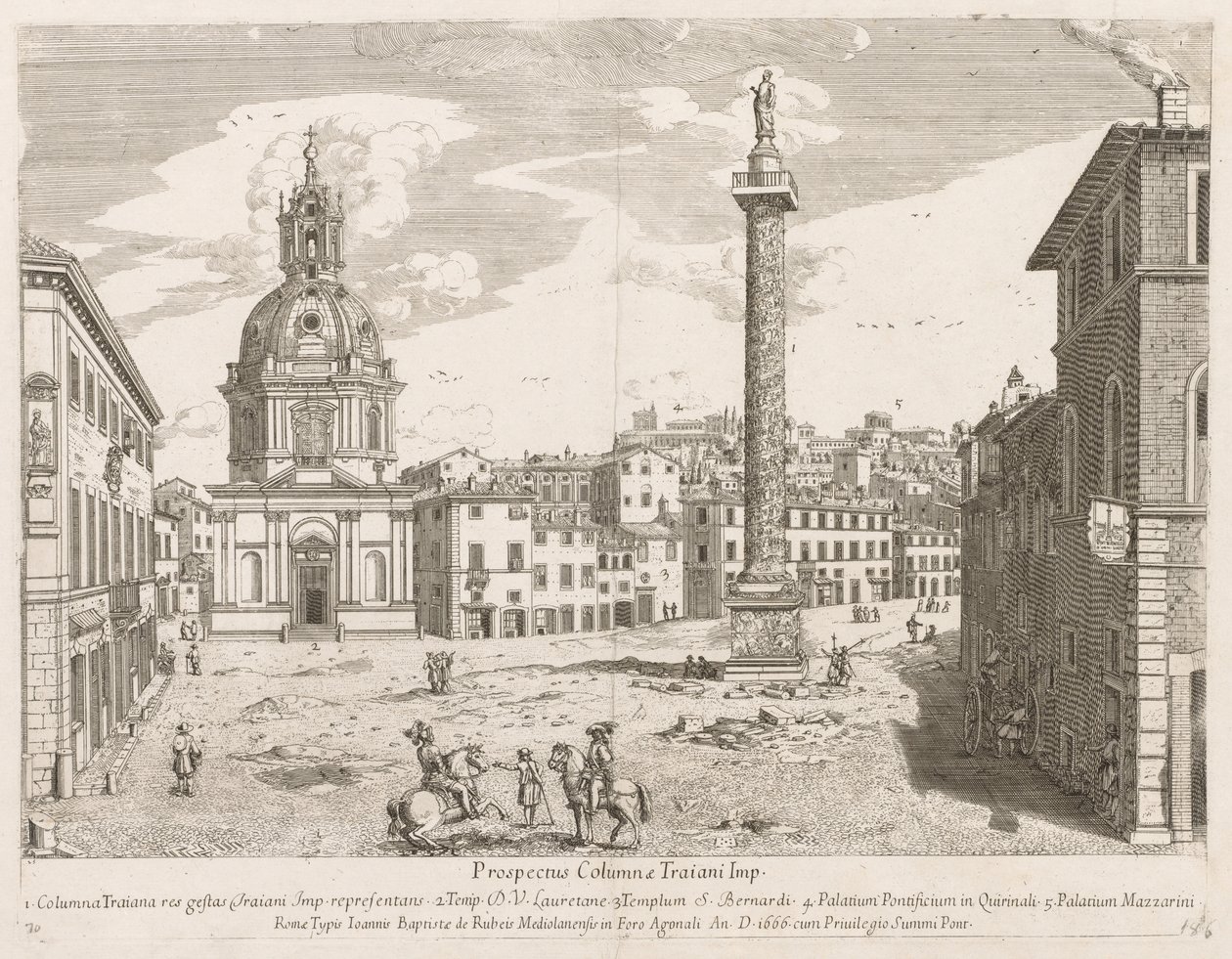 Zuil van Trajanus uit "Prospectus Locurum Urbis Romae Insign[ium]" door Lievin Cruyl