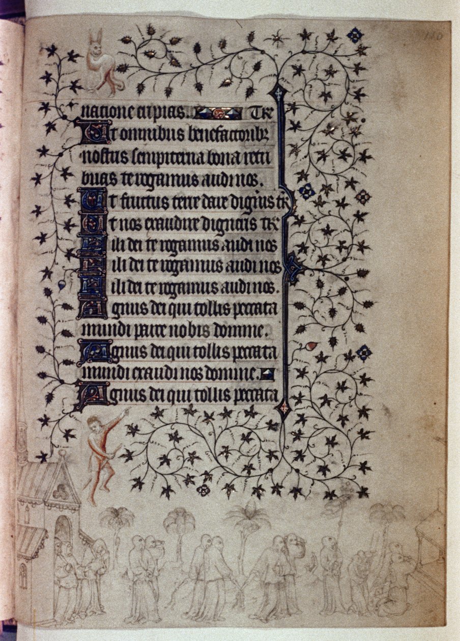 Litanie uit een getijdenboek: een grote processie in Rome tegen de pest door Limbourg Brothers
