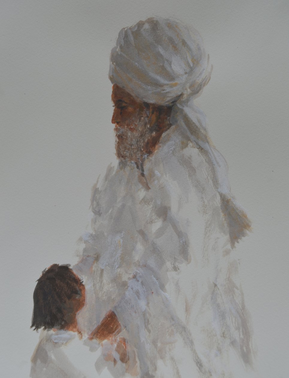Oude man en kind door Lincoln Seligman
