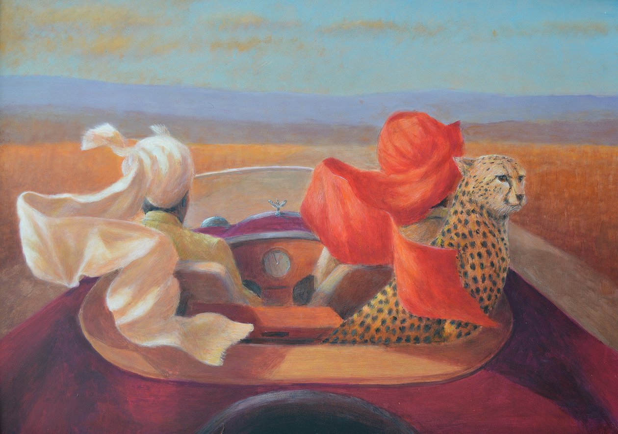 Op de weg, tulbanden + cheetah door Lincoln Seligman