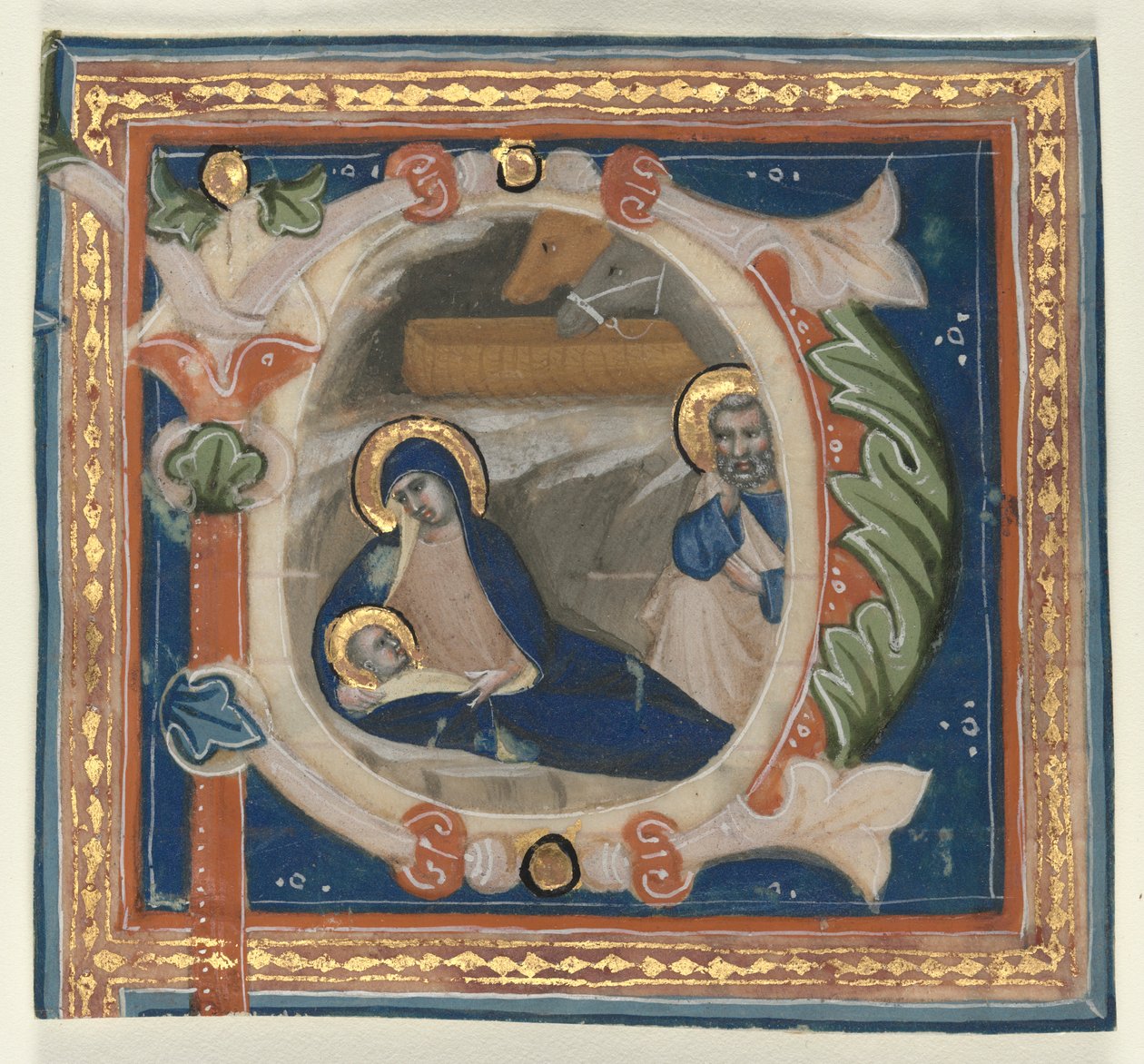 Geïllustreerde Initiaal P Uit een Graduale: De Geboorte, ca. 1350-1375 door Lippo Vanni