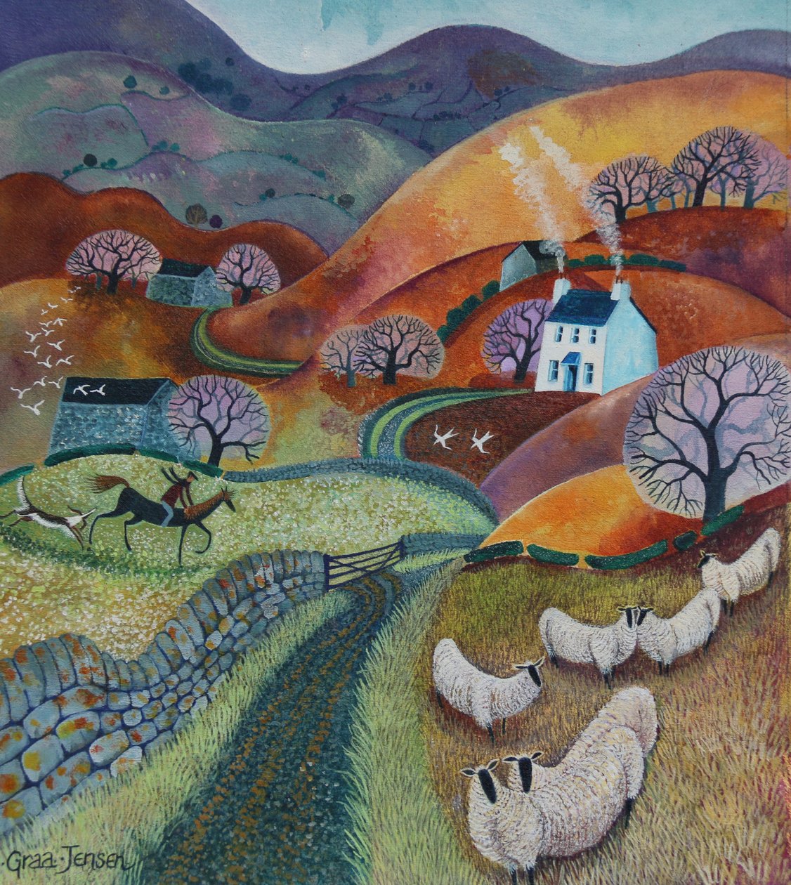 Country Ways, 2021 (acrylverf op linnen) door Lisa Graa Jensen