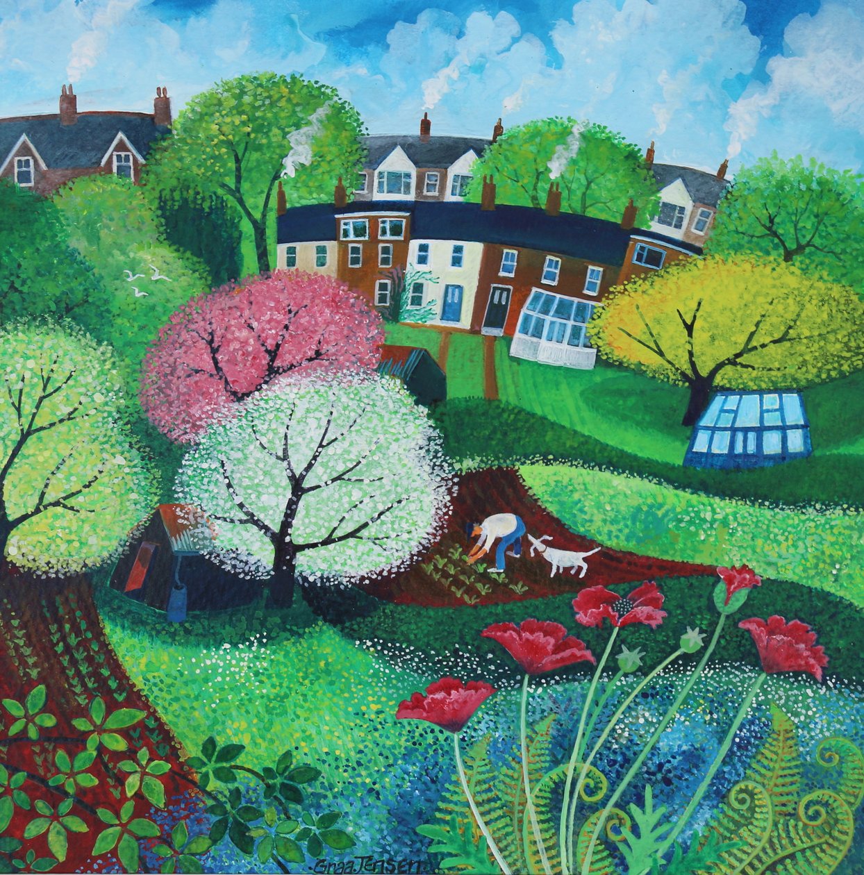 Suburbia, 2018 (acrylverf op papier) door Lisa Graa Jensen