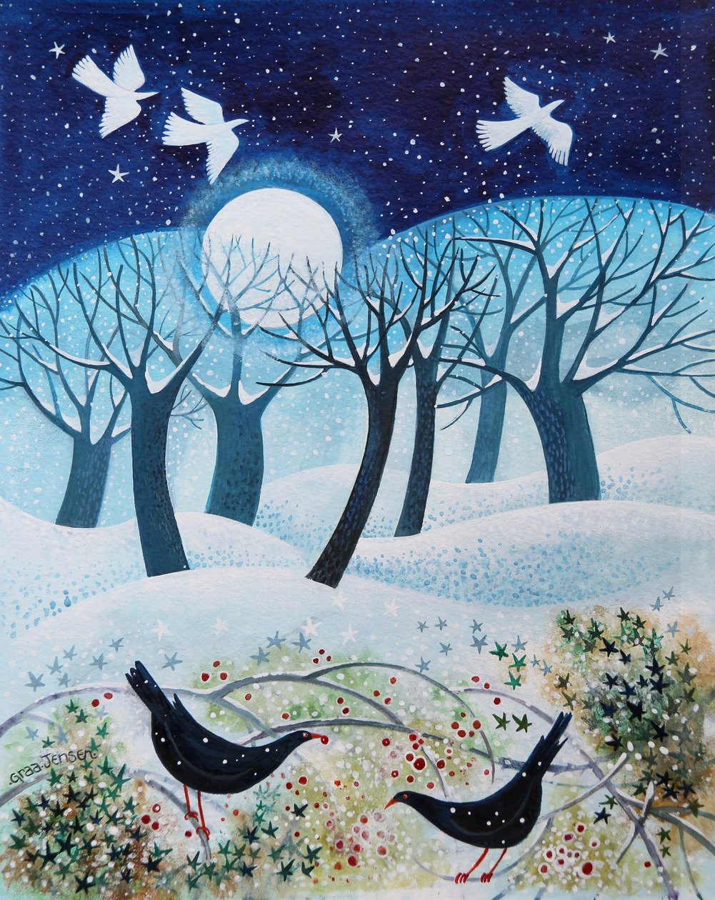 Wintervogels in de sneeuw door Lisa Graa Jensen