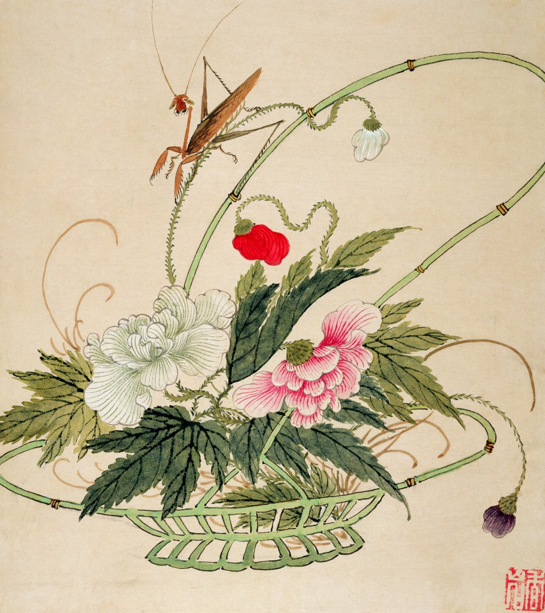 Een van een Serie Schilderijen van Bloemen en Insecten, eind 19e eeuw door Liu Hua