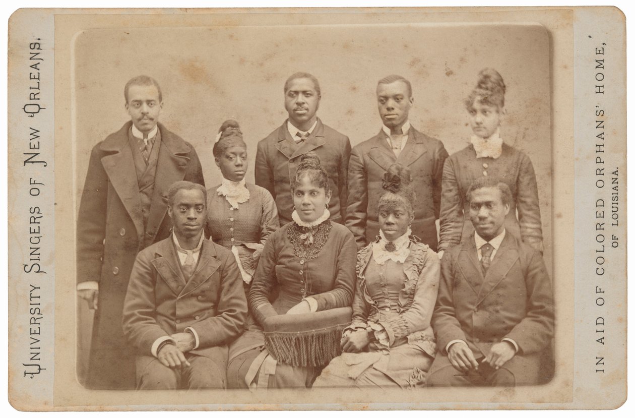 Universiteitszangers van New Orleans, ca. 1879 (foto) door Llewellyn A. Sawyer