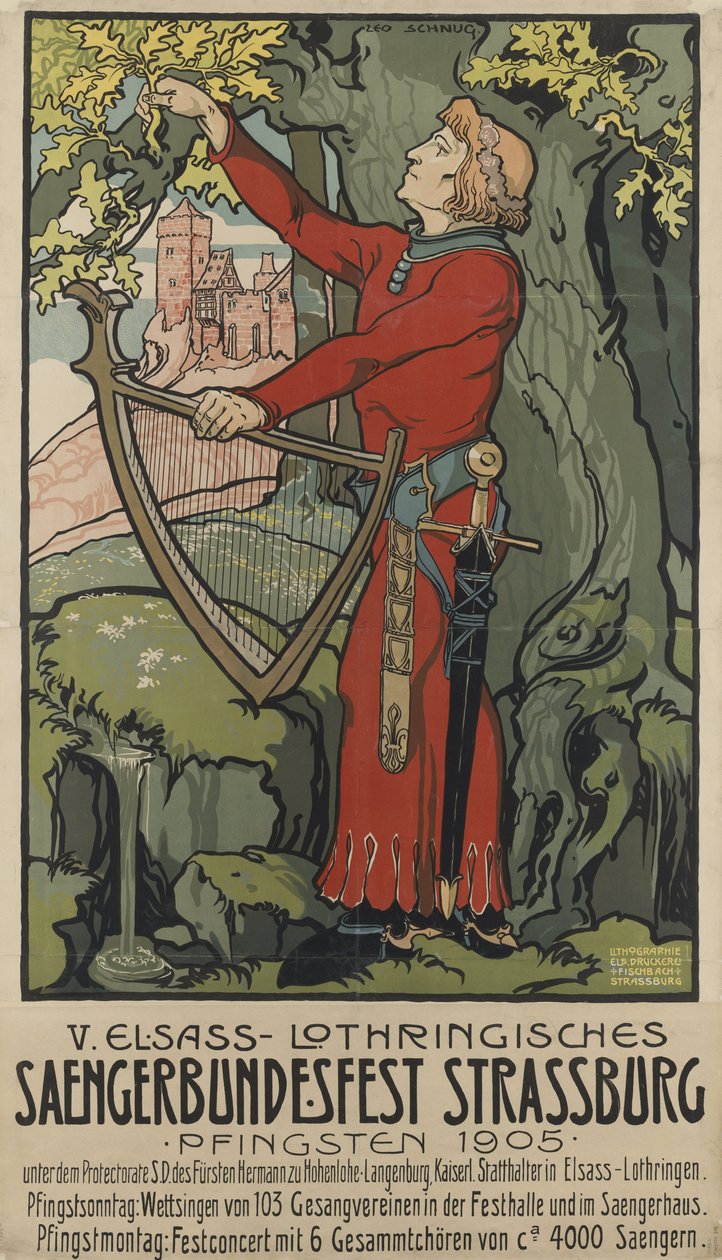 Saengerbundesfest zangersfestival Straatsburg, 1905 door Léo Schnug