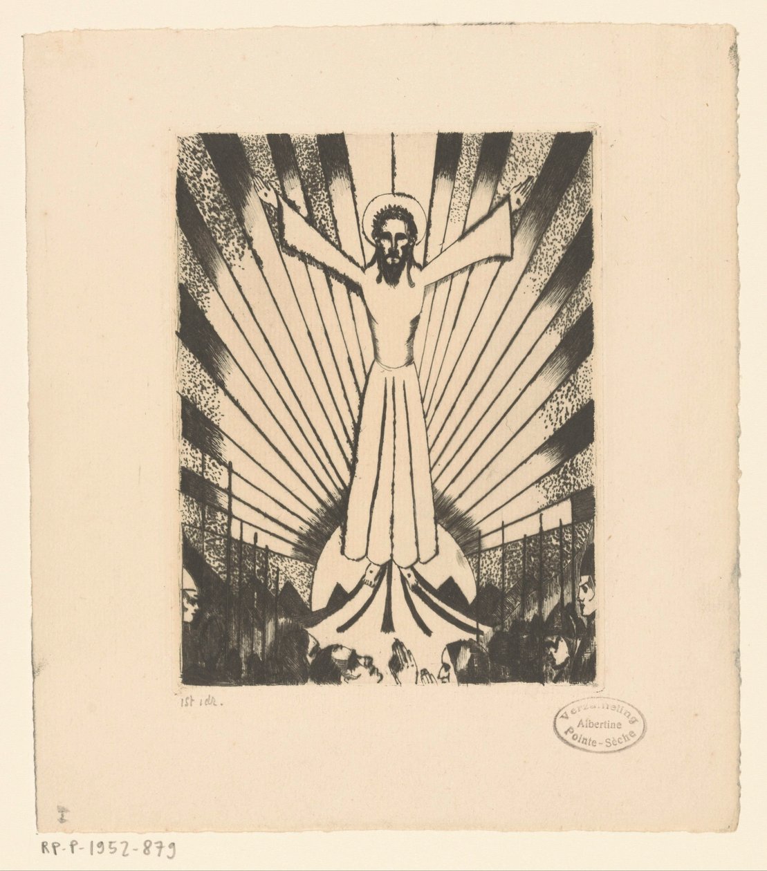 Christus met gespreide armen in een heuvellandschap door Lodewijk Schelfhout (signed by artist)