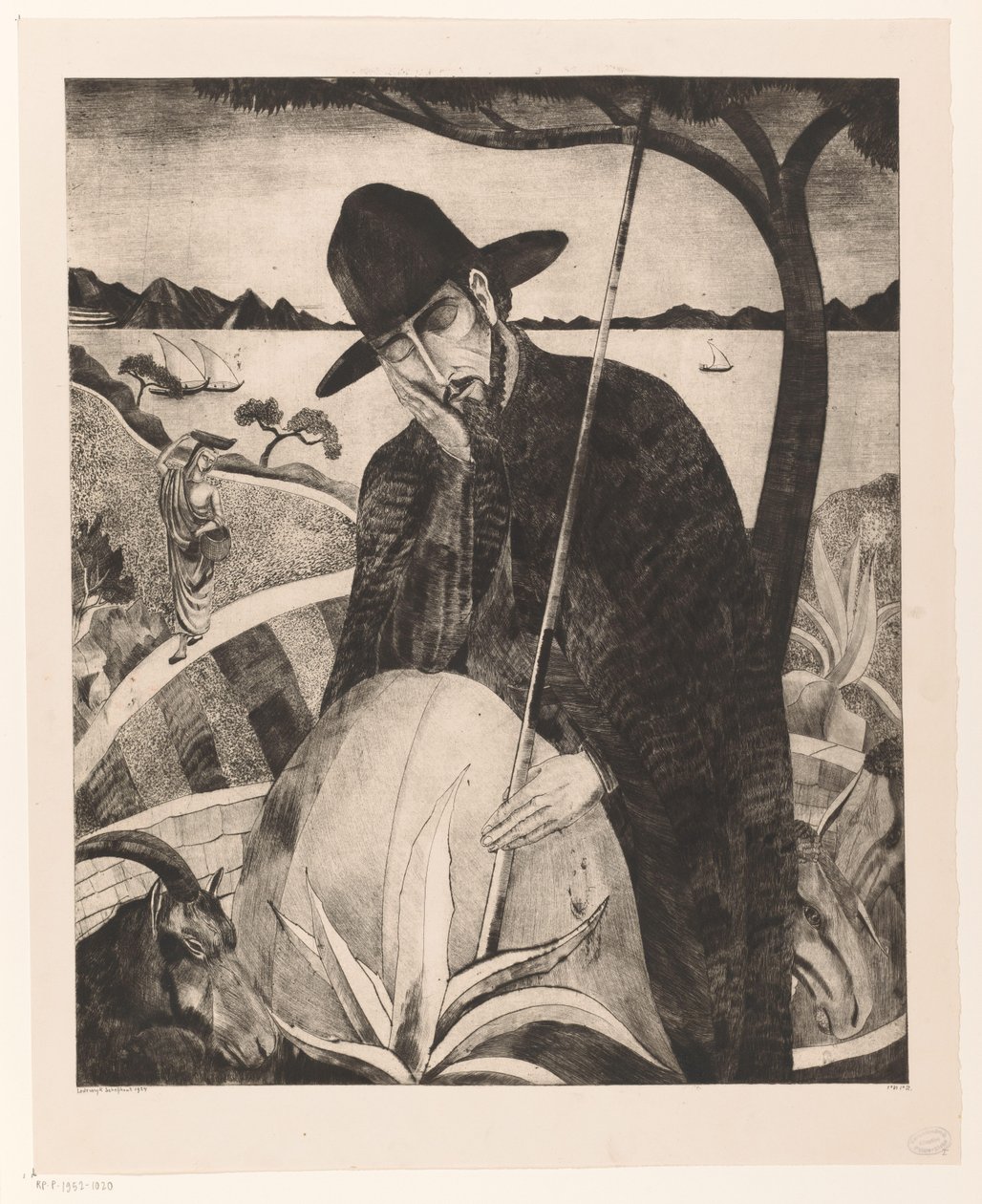 Corsicaanse herder door Lodewijk Schelfhout (signed by artist)
