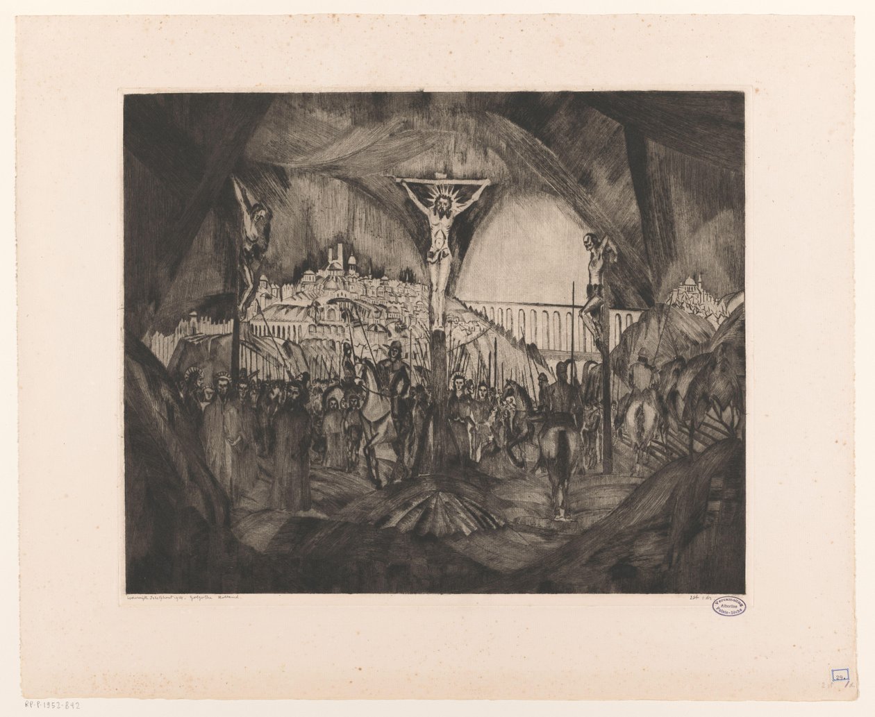 Golgotha I door Lodewijk Schelfhout (signed by artist)