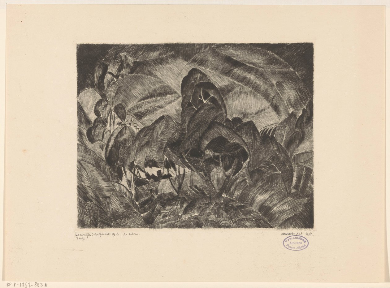 Heuvellandschap met bomen door Lodewijk Schelfhout (signed by artist)