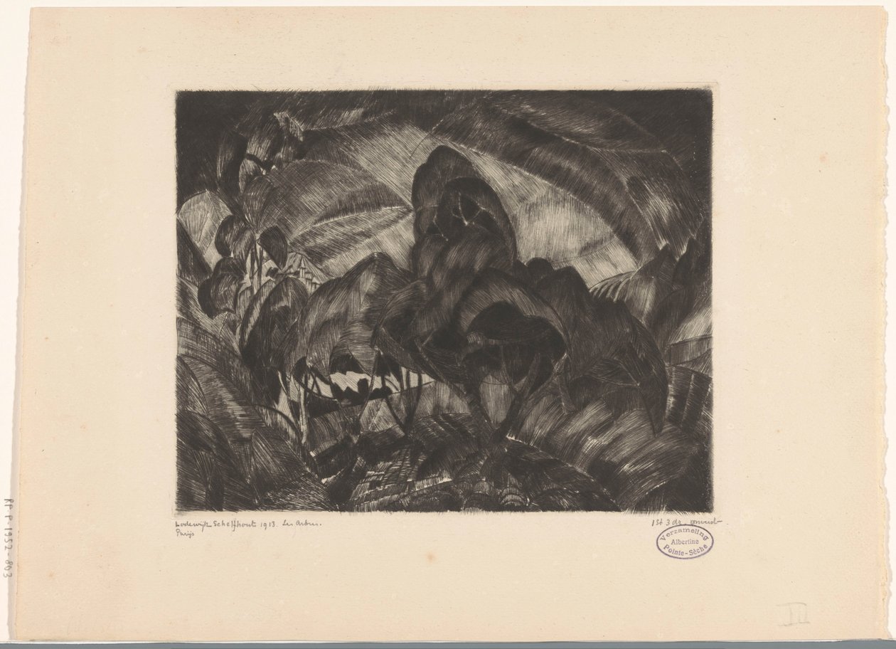 Heuvellandschap met bomen door Lodewijk Schelfhout (signed by artist)
