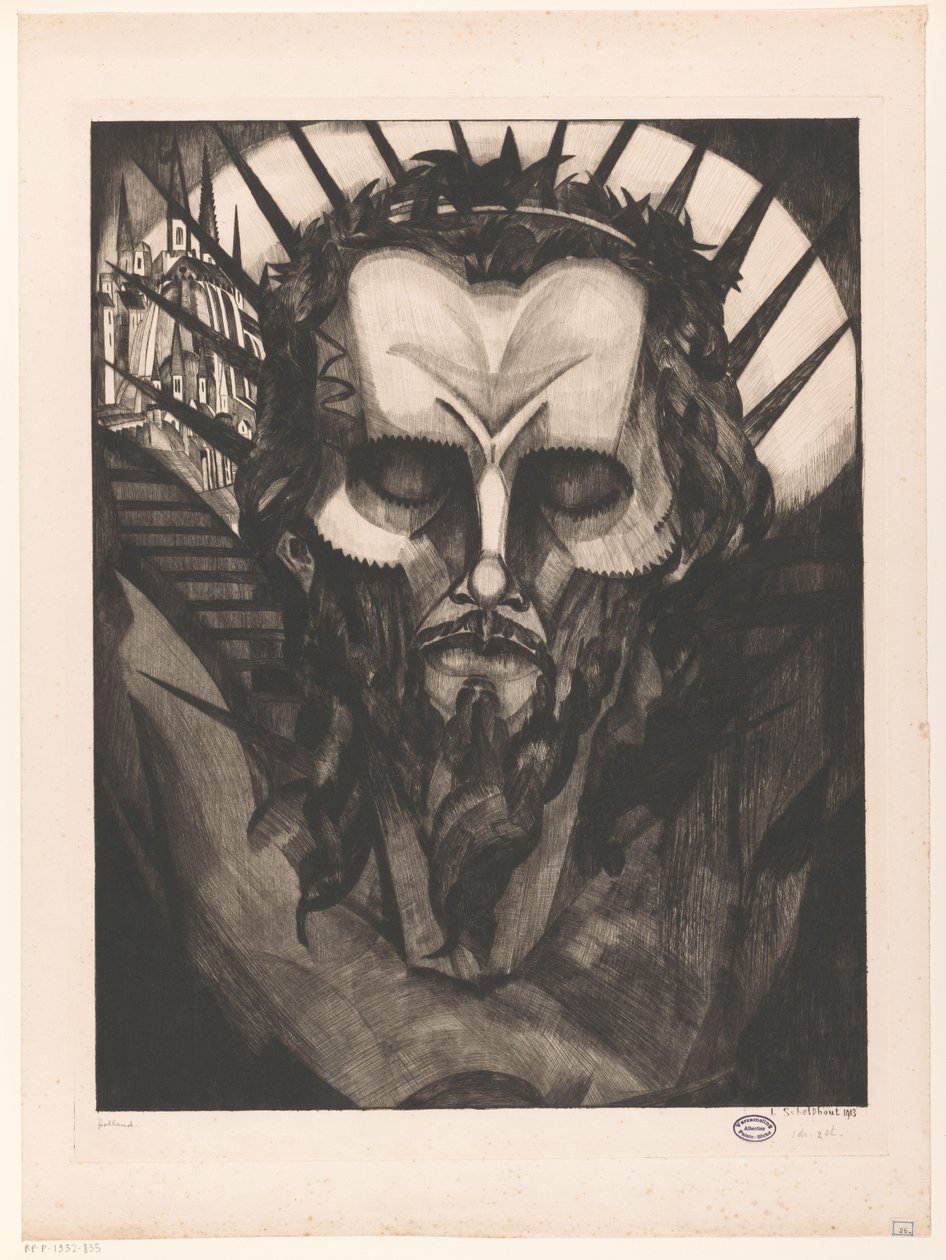 Hoofd van Christus door Lodewijk Schelfhout (signed by artist)