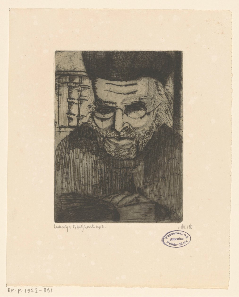 Portret van G.J. Brinkman door Lodewijk Schelfhout (signed by artist)