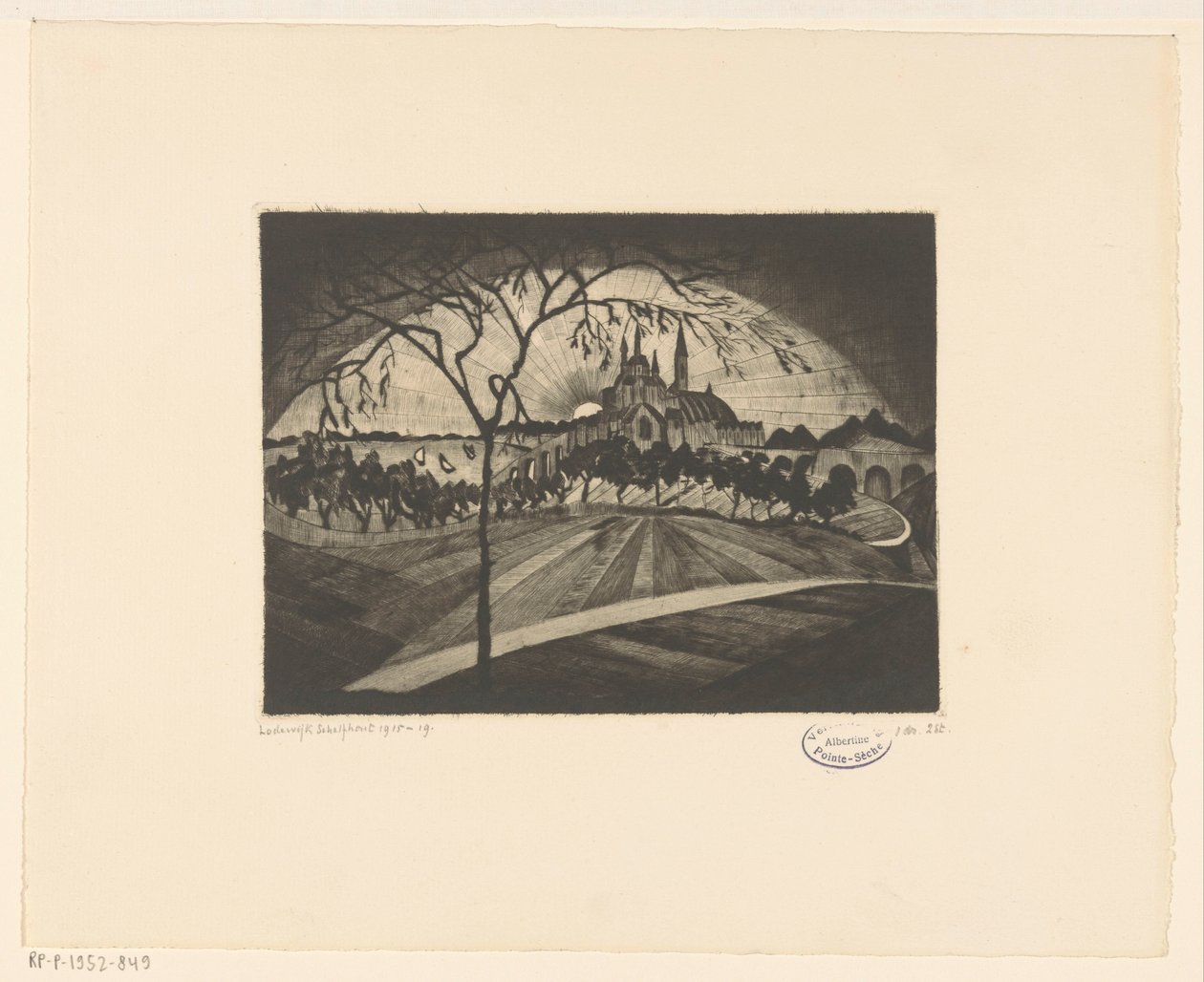 Zonsondergang door Lodewijk Schelfhout (signed by artist)