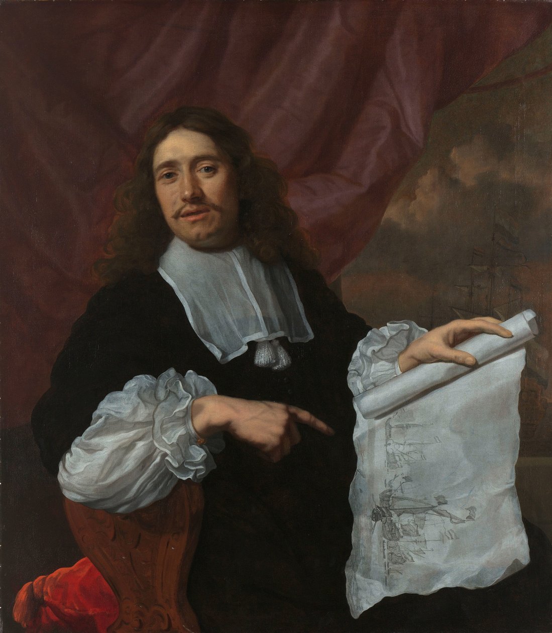 Willem van de Velde II (1633-1707), schilder door Lodewijk van der Helst