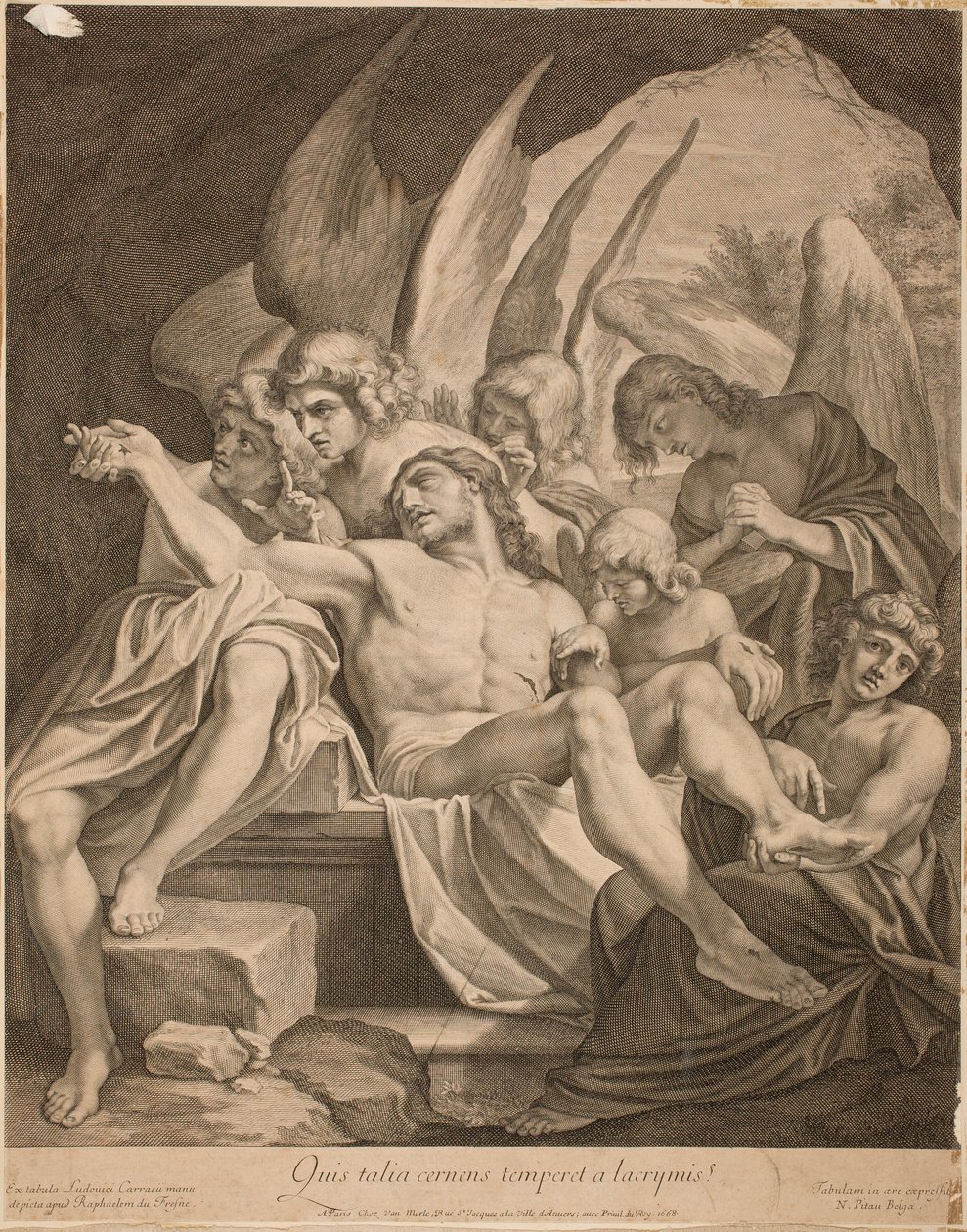 De Drie-eenheid met de dode Christus, 1668 door Lodovico Carracci