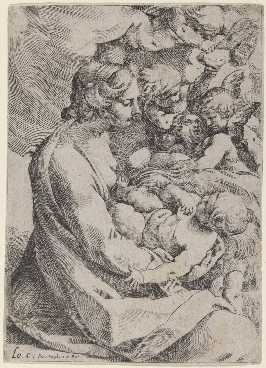 Madonna en Kind met Engelen door Lodovico Carracci