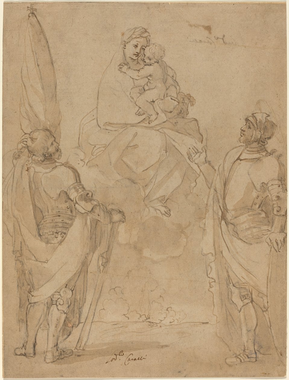 De Maagd en het Kind Verschijnen aan de Heiligen George en William door Lodovico Carracci