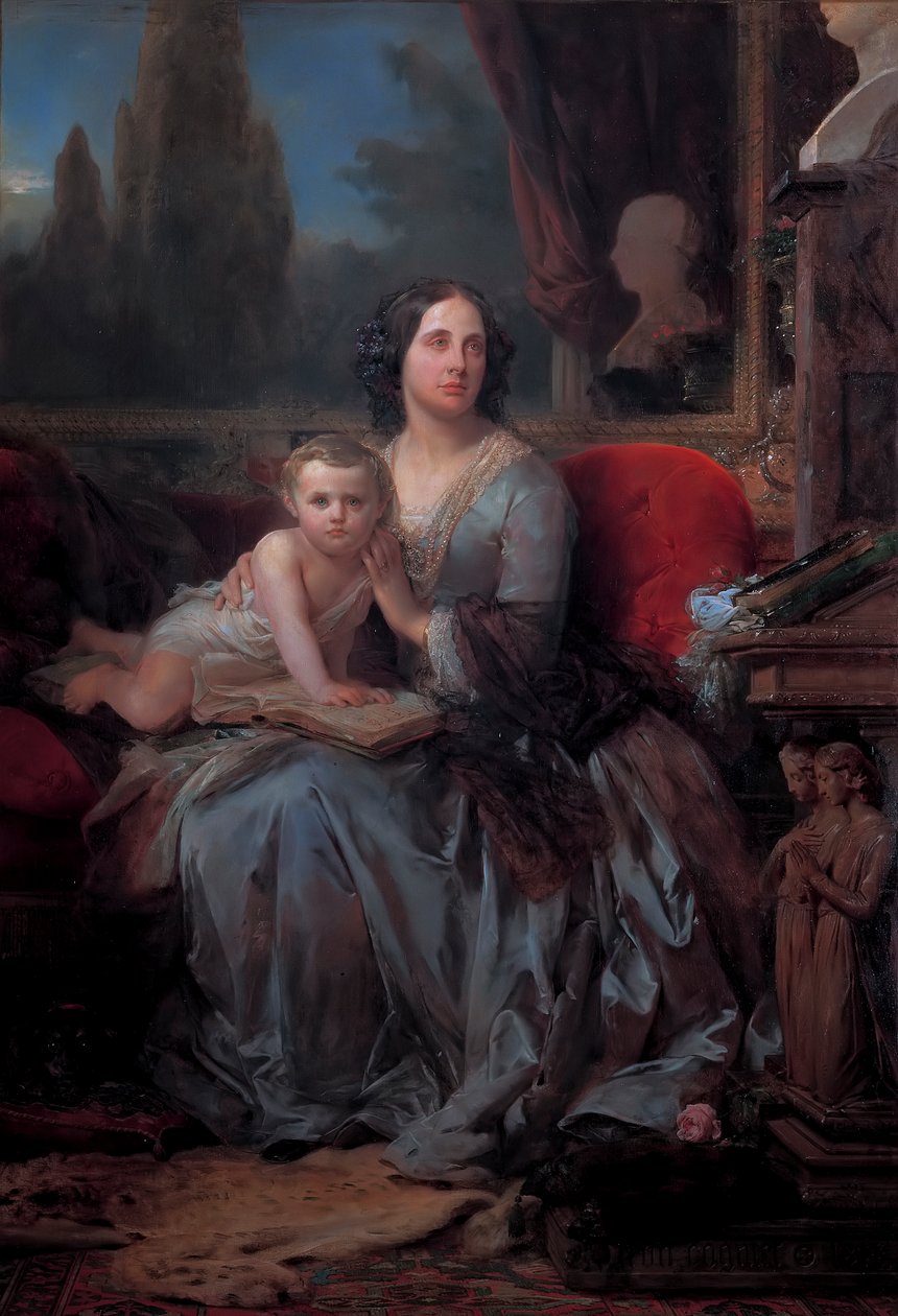 Maria Brignole-Sale De Ferrari met haar zoon Filippo, door Leon Cogniet door Léon Cogniet