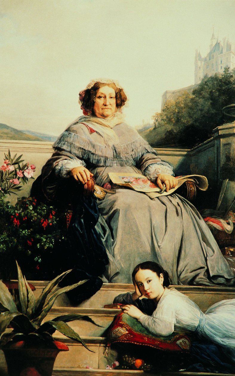 Portret van Madame Clicquot, née Ponsardin 1777-1866 met haar dochter, tussen 1851 en 1860 door Léon Cogniet