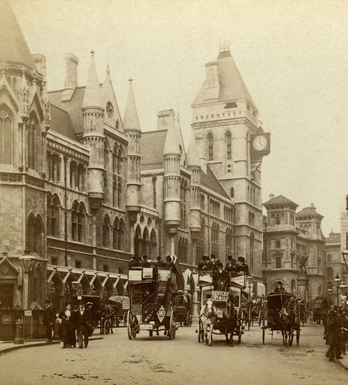 Rechtbanken, Strand, Londen, eind 19e eeuw door London Stereoscopic and Photographic Co