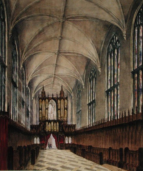 Interieur van de kapel van New College na latere 18e-eeuwse wijzigingen, c.1870 door Loraine Salome Estridge
