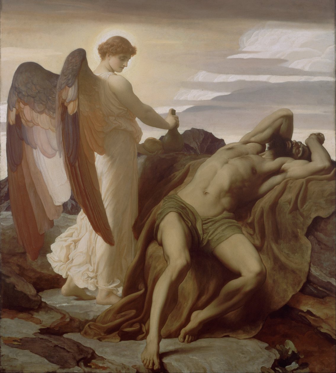 Elia in de wildernis door Frederic Leighton