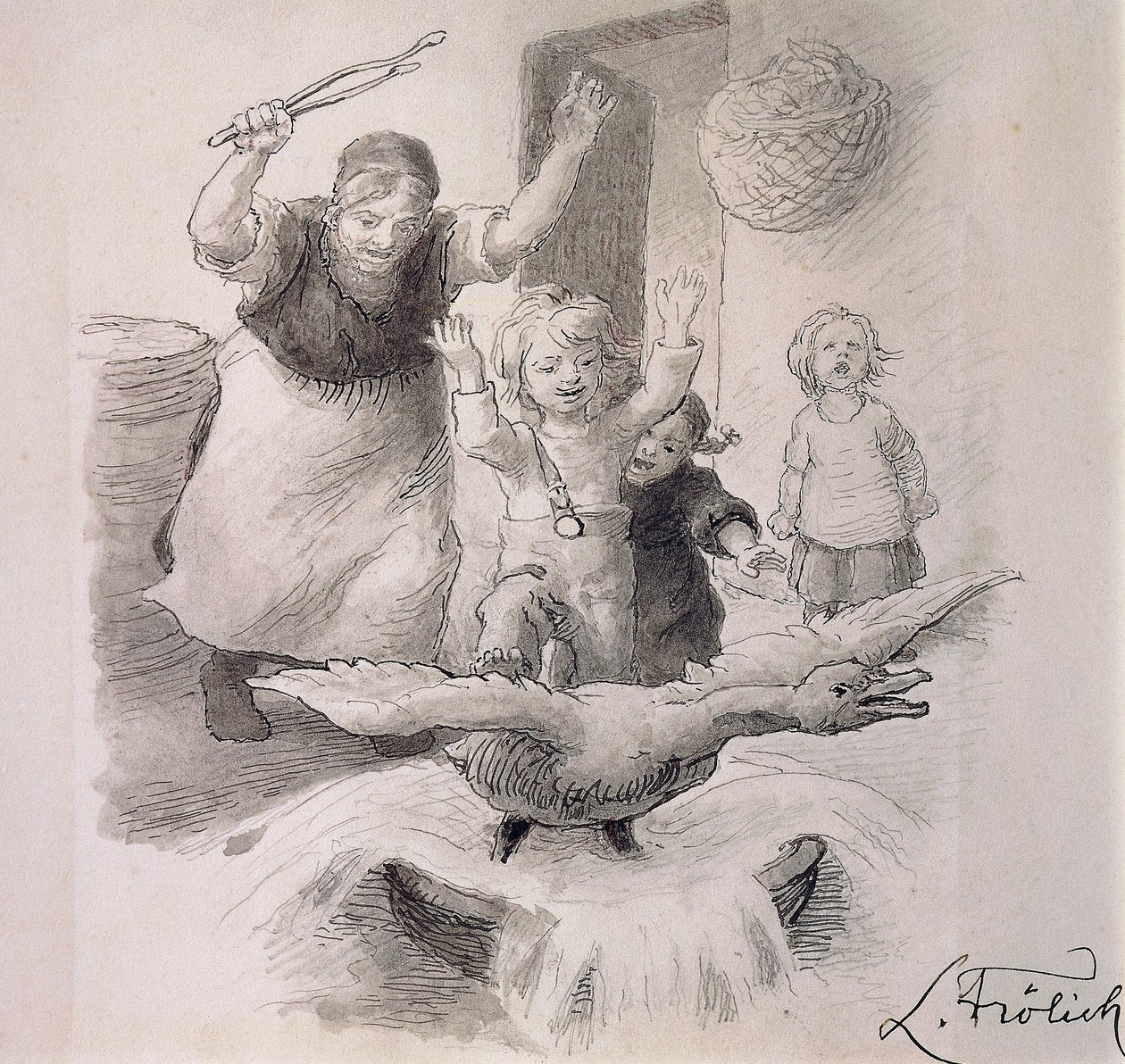 Lelijke Eendje, illustratie voor sprookje van Hans Christian Andersen door Lorens Frolich