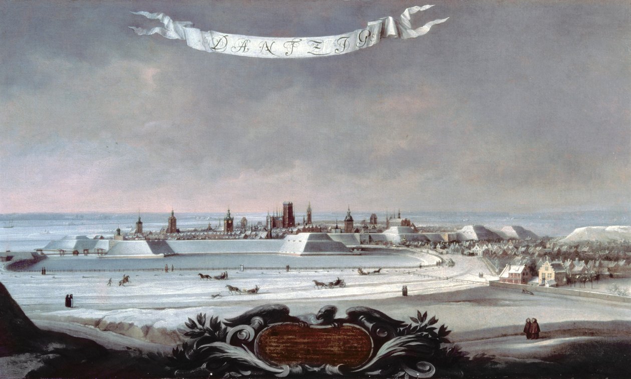 Uitzicht op Danzig (Gdansk) in de Winter door Lorenz Strauch