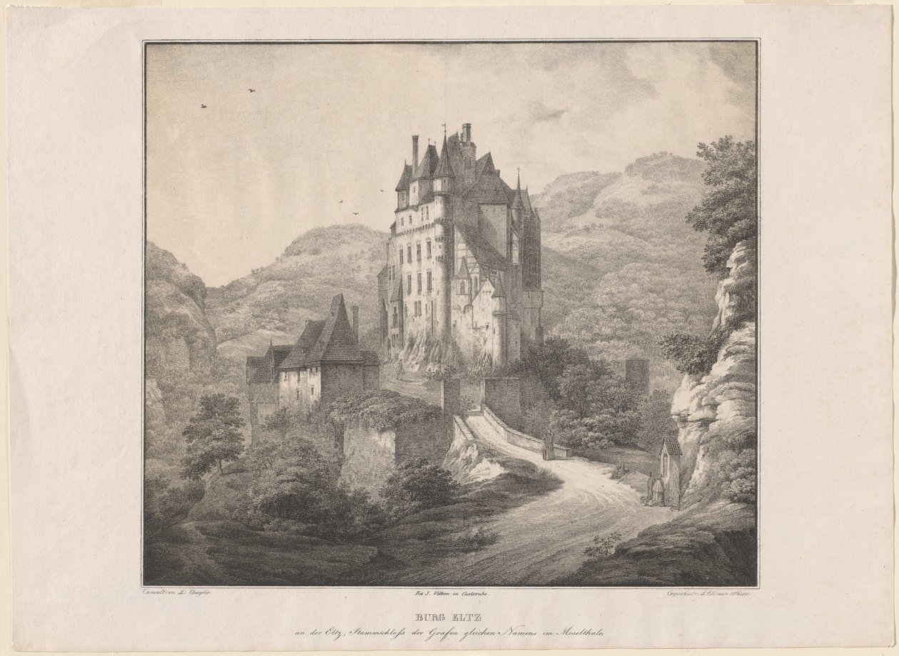 Burg Eltz door Lorenz Ekemann Allesson, after Domenico Quaglio