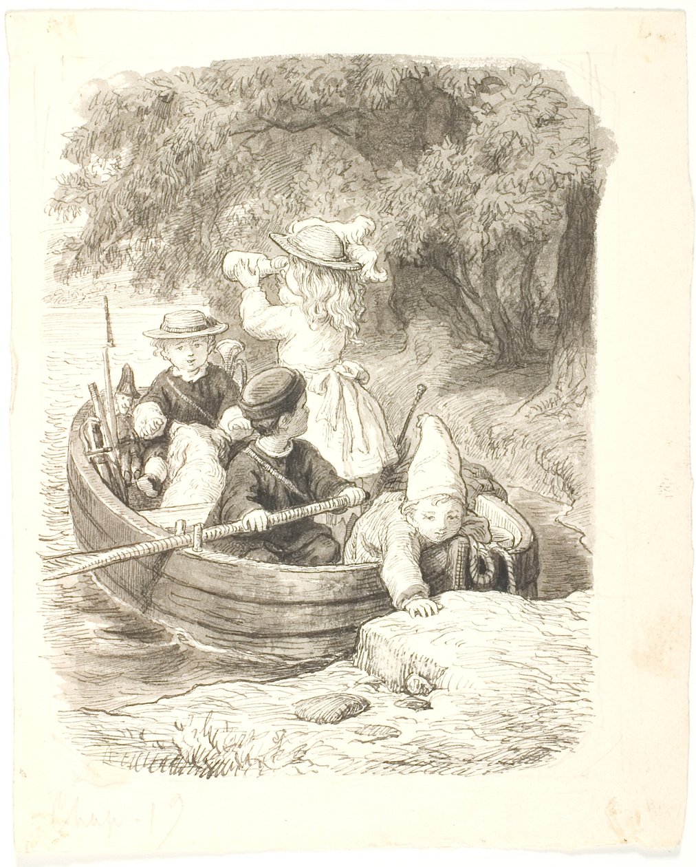 De vier kinderen in een boot door Lorenz Frølich