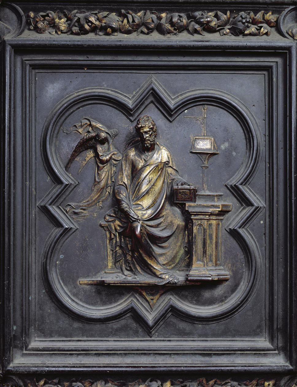 Sint Mattheüs de Evangelist, paneel B van de Noorddeuren van het Baptisterium van San Giovanni, 1403-24 door Lorenzo Ghiberti