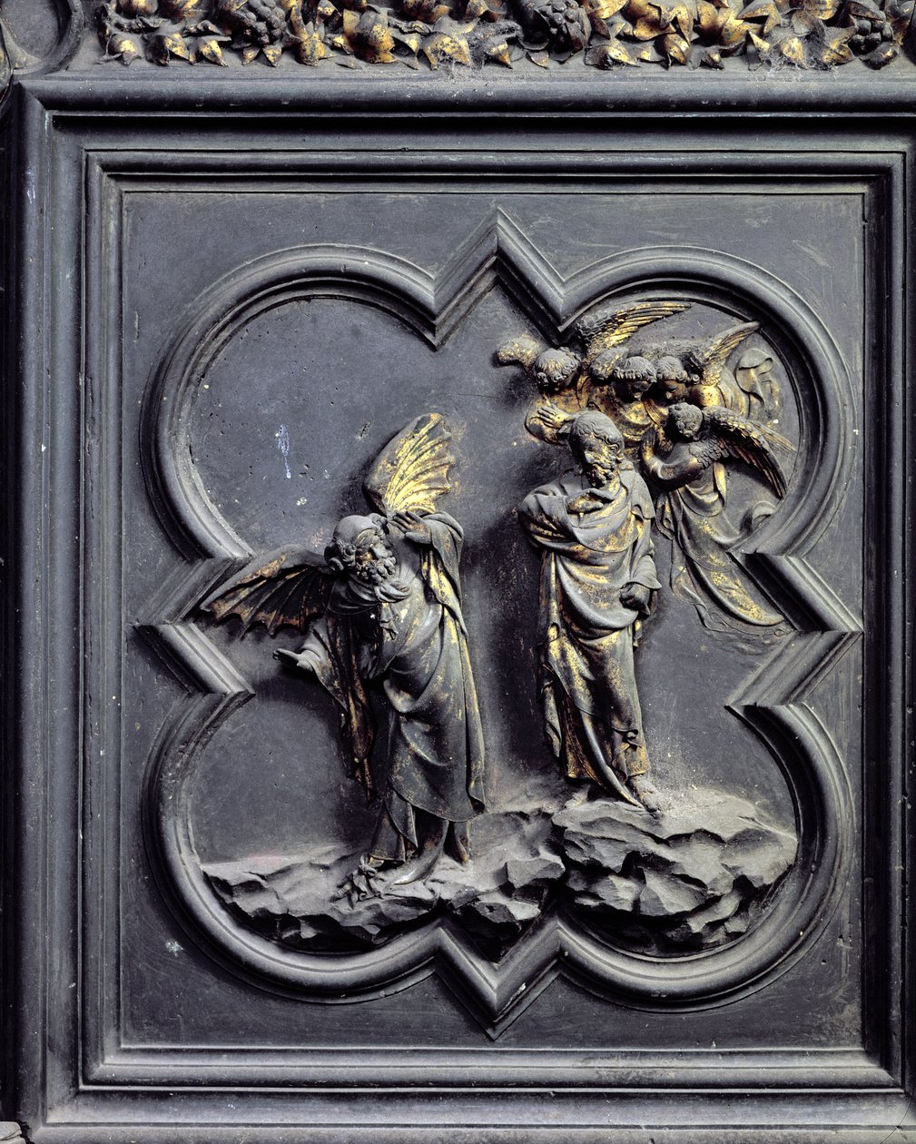 De Verleiding van Christus, zesde paneel van de Noorddeuren van het Baptisterium van San Giovanni, 1403-24 door Lorenzo Ghiberti