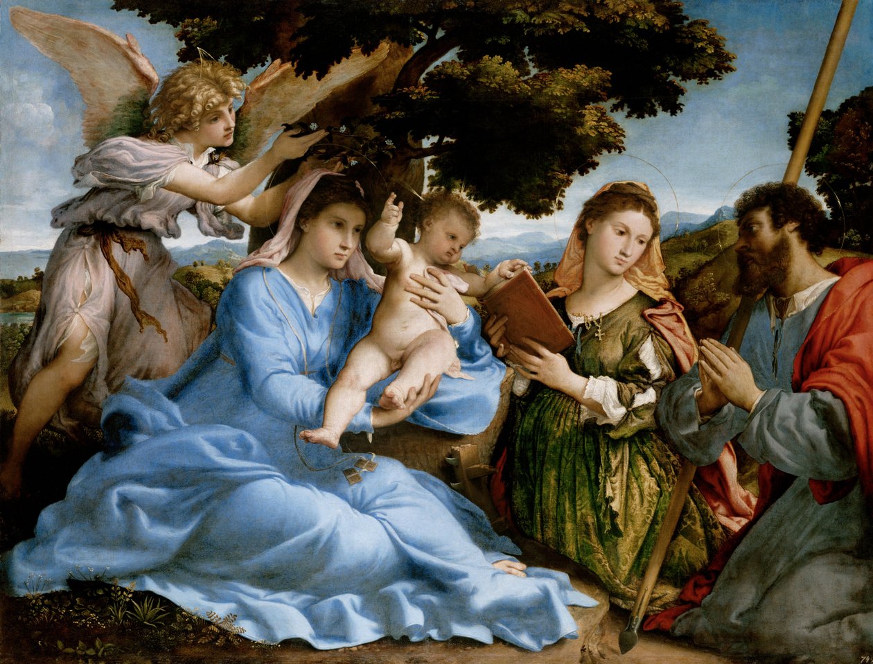 Madonna en Kind met Heiligen Catharina en Thomas (sacra conversazione) door Lorenzo Lotto