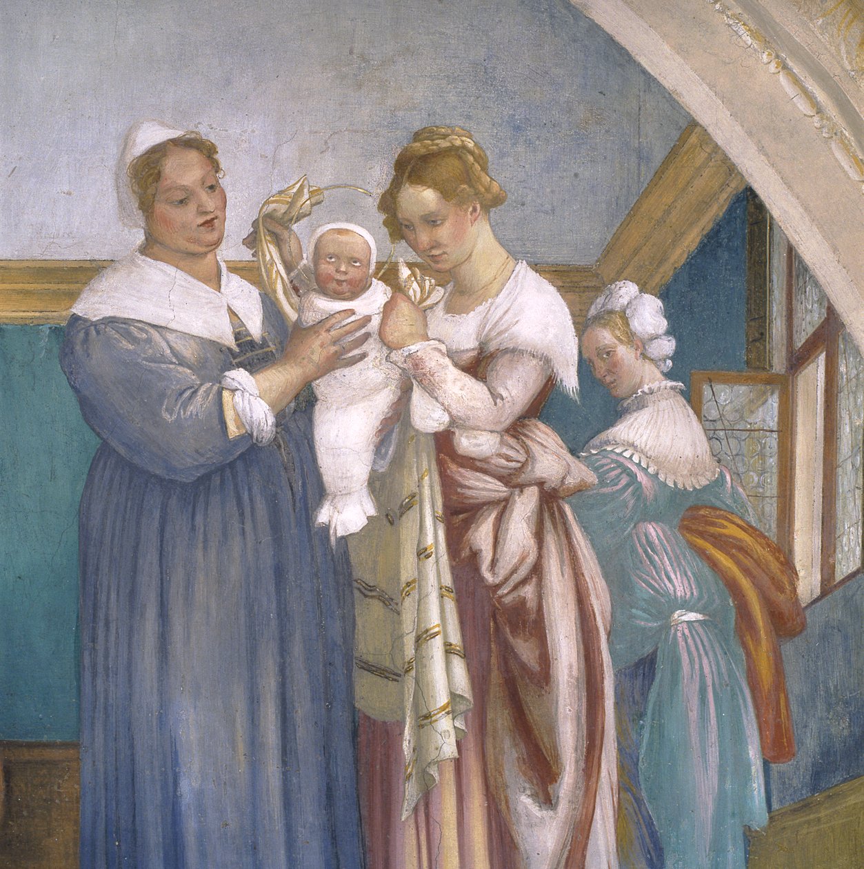 Geboorte van de Maagd, lunet uit de Lotto-kapel, 1525 door Lorenzo Lotto