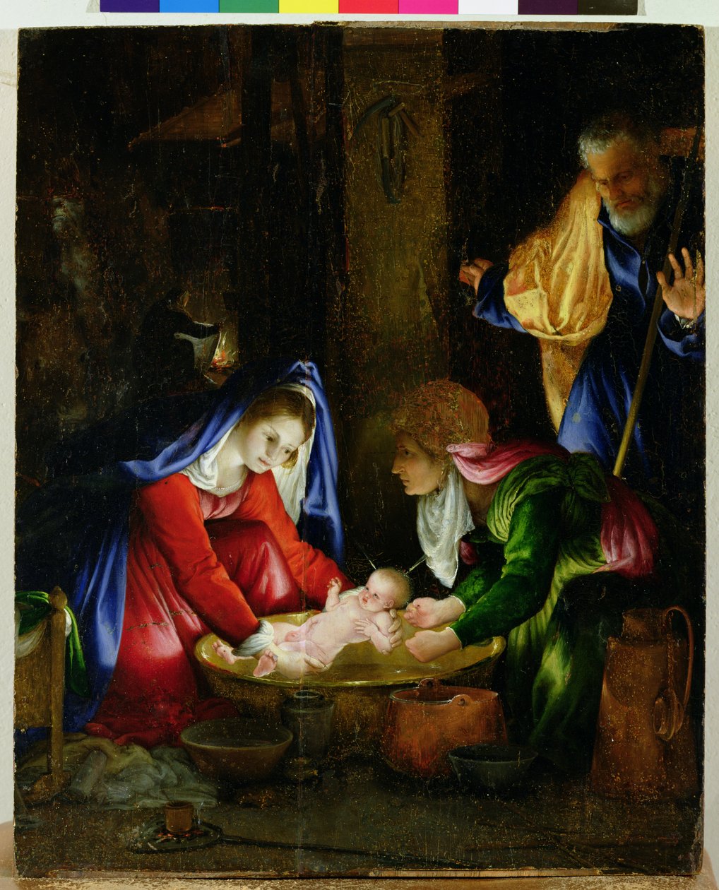 De Geboorte, 1527 door Lorenzo Lotto