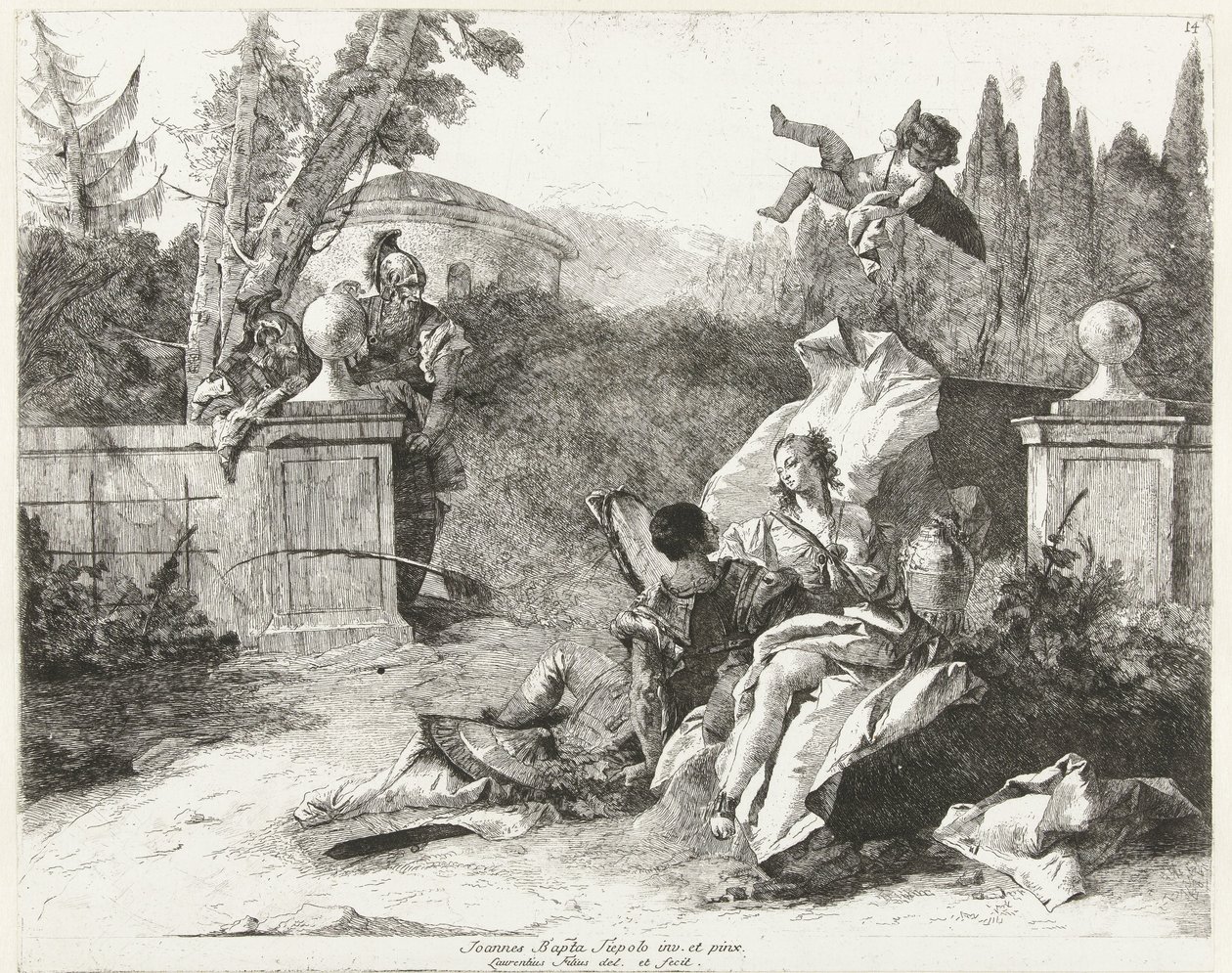 Rinaldo en Armida bespied door Ubaldo en Carlo door Lorenzo Baldissera Tiepolo