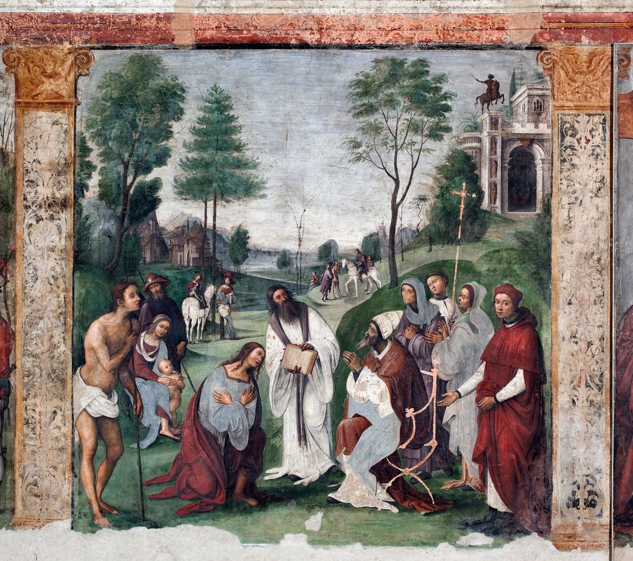 Leven van St. Cecilia: Urbanus I nodigt Valerianus uit om zich te bekeren door Lorenzo Costa
