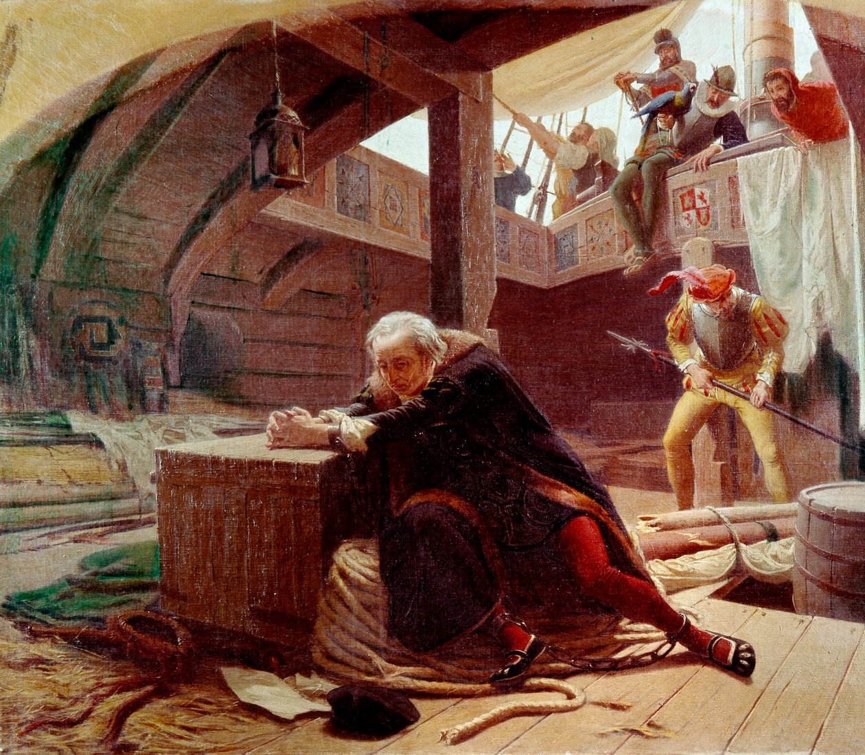 Christoffel Columbus in 1500 tijdens zijn terugkeer naar Spanje door Lorenzo Delleani