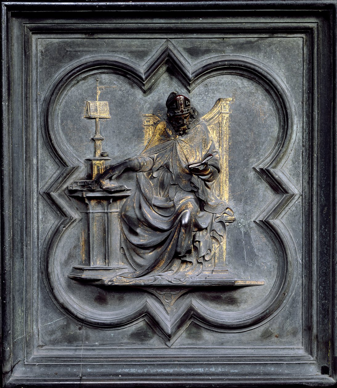 St. Ambrosius, paneel E van de noorddeuren van de Baptisterium van San Giovanni, 1403-24 door Lorenzo Ghiberti